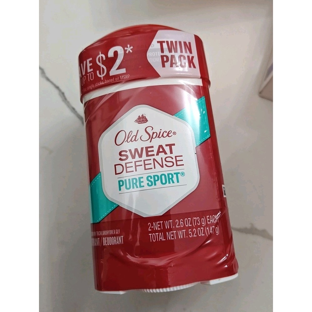 Old Spice Antiperspirant Deodorant Pure Sport Soft Solid 2.6 x‎ 2 Sweat Defense